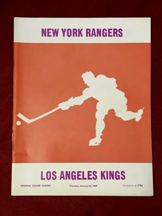 Ny Rangers Vs Los Angeles Kings Nhl Hockey Program 1/23 1969