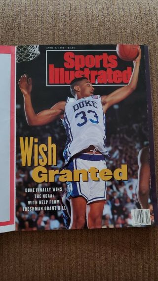 Grant Hill Duke Sports Illustrated April 8,  1991 Ncaa Champions