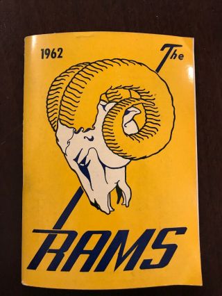 1962 Los Angeles Rams Media Guide Schedule Roman Gabriel Merlin Olsen