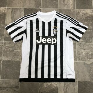 Men’s Adidas Climacool Juventus Fc Jeep Big Logo Home Soccer Jersey Sz Xl White