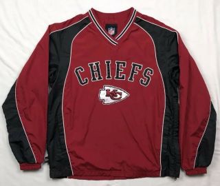 Nfl Kansas City Chiefs Mens Red/black Pullover Windbreaker Jacket Sz Small