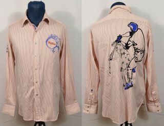 Robert Graham Philadelphia Phillies Button Front Shirt Mlb Baseball Embroidered