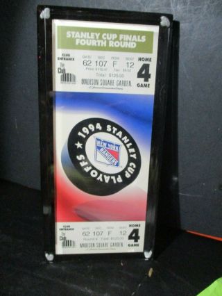 1994 Stanley Cup Finals Game 7 Ticket Stub Rangers Win The Cup Msg Paperweight
