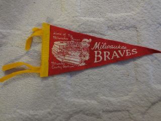 Milwaukee Braves Vintage Pennant Home of the Milwaukee Braves - County Stadium 2