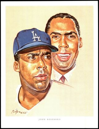 1964 John Roseboro Los Angeles Dodgers Union 76 Volpe Portrait Print