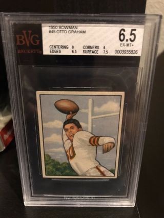 1950 Bowman Otto Graham Rookie Rc Bvg 6.  5 With Centering