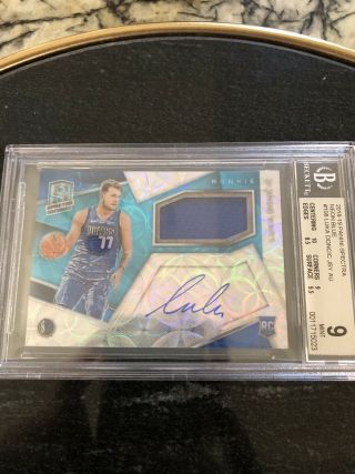 2018 - 19 Panini Spectra Luka Doncic Auto Rpa Patch Relic D /99 Bgs 9/10 Neonblue