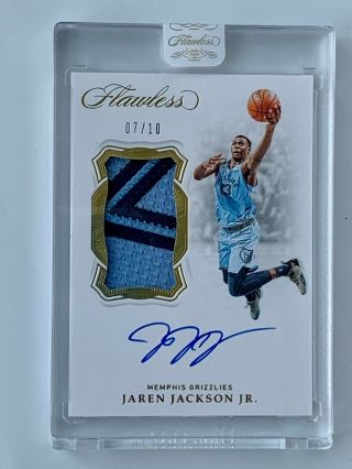 2018 - 19 Panini Flawless Jaren Jackson Jr.  Rookie Patch Autograph RPA Gold 7/10 3