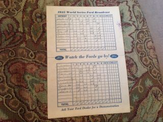 Ford 1935 World Series Score Card Detroit Tigers Vs Chicago Cubs Game 5