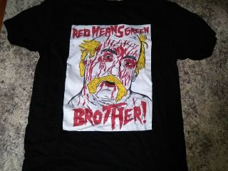 Hulkamania Hulk Hogan T - Shirt Mens L Wwf Wwe Wcw Bloody Red Means Green