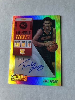 2018 - 19 Contenders Trae Young Finals Ticket Auto Rc 37/49 Hawks
