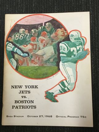 1968 York Jets Program - Vs Boston Patriots - Afl - Football