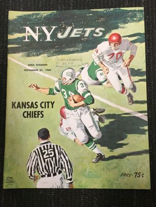 1966 York Jets Program - Vs Kansas City Chiefs - Afl - Football
