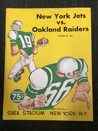 1966 York Jets Program - Vs Oakland Raiders - Afl - Football
