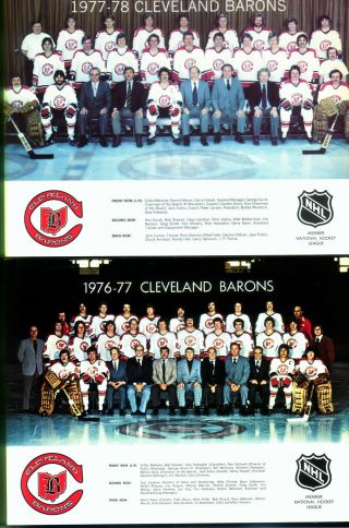 2 - 8 1/2 X 11 Team Issued Photos Of The Cleveland Barons 2 - Nhl Seasons