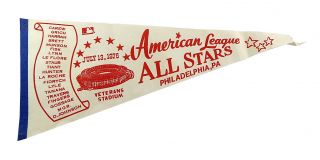 1976 American League All Stars Vintage Full Size Pennant 7/13/76