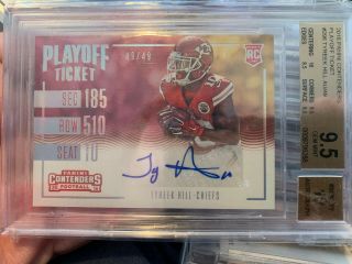 2016 Panini Contenders Tyreek Hill Rc Playoff Ticket Auto 49/49 Bgs 9.  5 Gem,  1/1