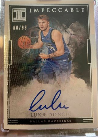 Luka Doncic 2018/19 Panini Impeccable Rookies Rc Auto Card 60/99.