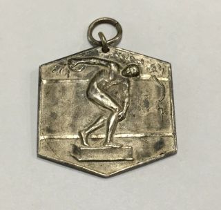 Antique 1918 Silver 1 1/2” Discus Track & Field Medal