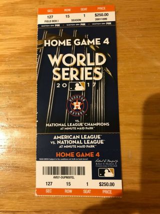 2017 World Series Ticket Stub Home Game 4 La Dodgers At Houston Astros