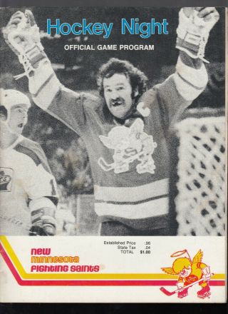 1976 - 77 Wha Minnesota Fighting Saints Edmonton Oilers Game Program,  Stat Sheet