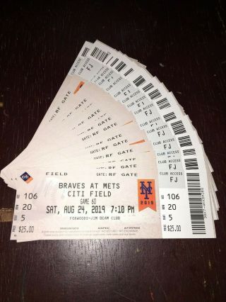 PETE ALONSO NY METS RECORD BREAKING & TYING HOMERUN TICKET STUB - 8/24/19 - - 8/27/19 2