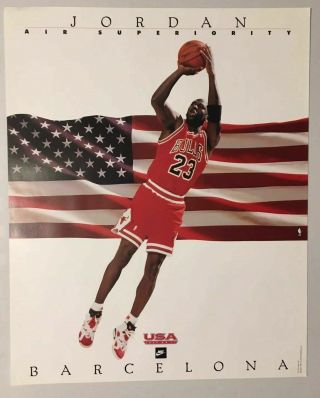Michael Jordan Nike Poster 16x20 Barcelona Olympics Usa Dream Team Nba 90s 1992