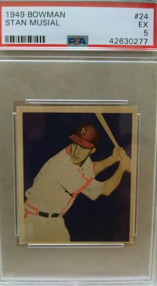 Stan Musial 1949 Bowman 24 Graded Psa Ex 5 St Louis Cardinals Hall Of Fame