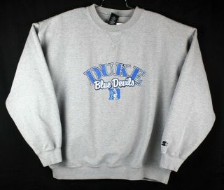 Starter Duke University Blue Devils Gray Sweatshirt Size Xxl 2xl