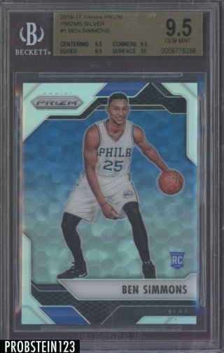 2016 - 17 Panini Prizm Silver 1 Ben Simmons 76ers Rc Rookie Bgs 9.  5 W/ 10 Gem,