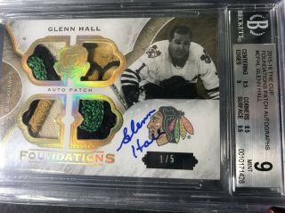 15 - 16 The Cup Foundations Bgs 1/5 Glenn Hall Patch 10 Auto 9 1/1 Jersey