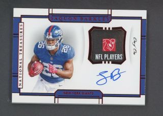 2018 National Treasures Red Saquon Barkley Rpa Rc Tag Patch Auto 1/1