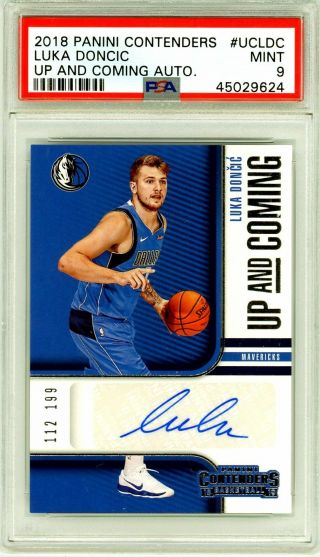 Luka Doncic 2018 - 19 Panini Contenders Up Rookie Rc Auto Autograph 112/199 Psa 9