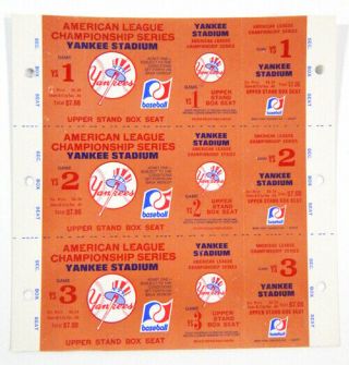 1977 American League Champions Yankees Vs.  Royals Full Tickets Game 1,  2,  And 3