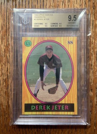 1992 Little Sun High School Prospects Derek Jeter Rookie Rc 2 Bgs 9.  5 - All 9.  5