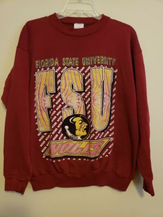 Vintage Fsu Florida State Seminoles Noles Sweatshirt Maroon Tultex Size L