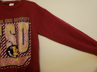Vintage FSU Florida State Seminoles NOLES Sweatshirt Maroon Tultex size L 2