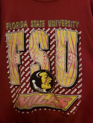 Vintage FSU Florida State Seminoles NOLES Sweatshirt Maroon Tultex size L 3