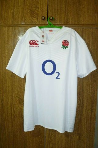 England Canterbury Rugby Shirt Home 2015/2016/2017 Jersey White Men Size 2xl