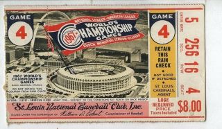 1967 World Series Game 4 Ticket Stub Cardinals Vs Red Sox Busch Stadium