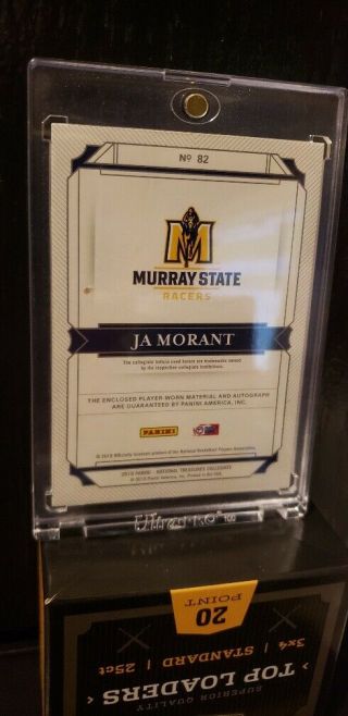 2019 - 20 National Treasures Collegiate Ja Morant Rc Patch Autograph Auto 43/99 2