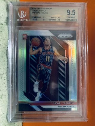 2018 - 2019 Trae Young Rookie Silver Prizm Rc Bgs 9.  5 True Gem Beauty