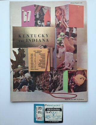 Kentucky Vs Indiana Football 1967 Program Ticket Stub Big Ten Champs Rose Bowl