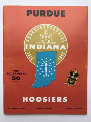 Purdue Vs.  Indiana Football 1966 Program Big Ten Old Oaken Bucket Boilermakers
