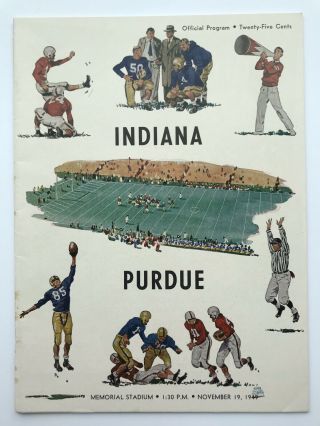 Purdue Vs.  Indiana Football 1949 Program Big Ten Old Oaken Bucket Iu