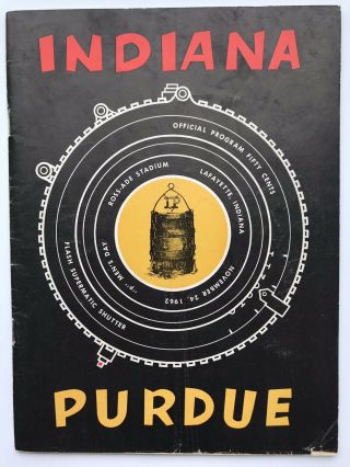 Purdue Vs.  Indiana Football 1962 Program Big Ten Old Oaken Bucket Boilermakers