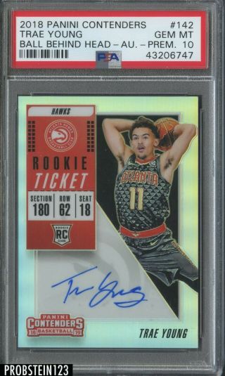 2018 - 19 Contenders Rookie Ticket Premium Trae Young Hawks Rc Auto Psa 10