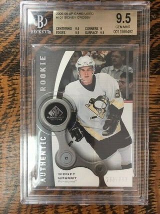 2005 - 05 Sp Game Sidney Crosby Authentic Rookie Rc 60/999 Bgs9.  5 Bgs 9.  5 101