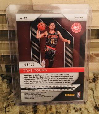 2018 - 19 Prizm Choice Red Trae Young RC Silver Hawks 49/88 2