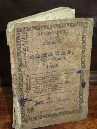 1830 Dyddladur Gydymaith Pr Almanac Handwritten Diary Manuscript Welsh